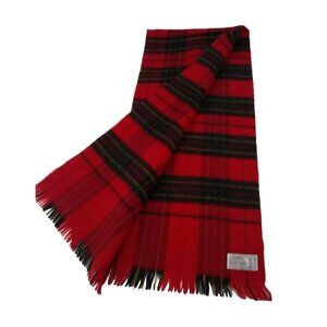 Vintage Courtelle Scarf Tartan 100% Acrylic Multicolor Made in France Fringe